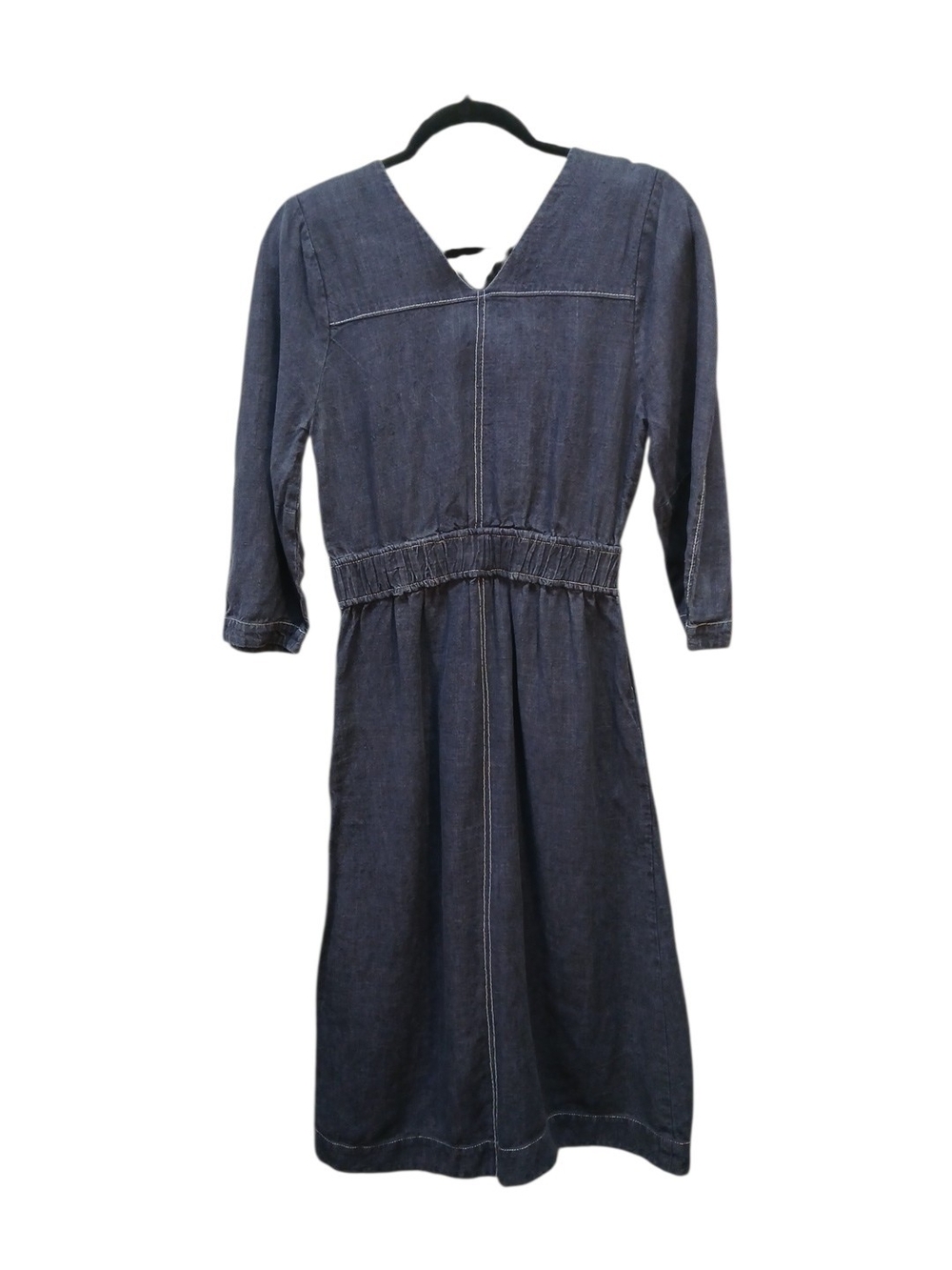 Sea NY Dark Indigo Denim Midi Dress with Tie Waist Size 2 #218 - Picture 2 of 3